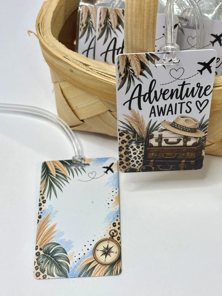 JT Tumblers Adventure Awaits bag tags